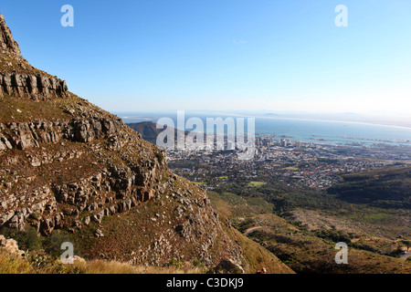 La Table Mountain e Cape Town, Sud Africa. Foto Stock