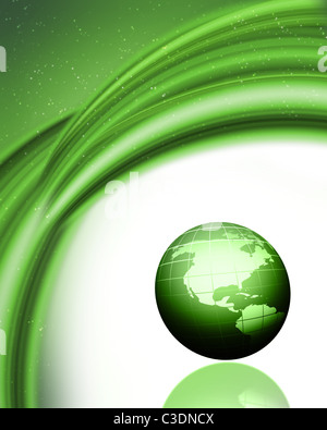 Abstract sfondo verde con il globo 3D Foto Stock
