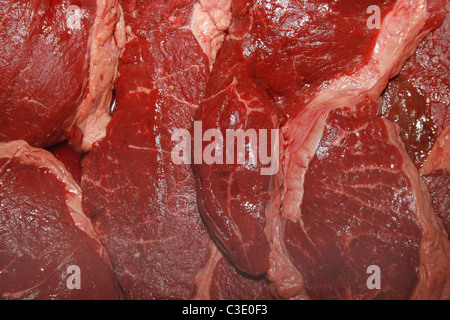 Chiudere l immagine di materie bistecche nel frigo Foto Stock