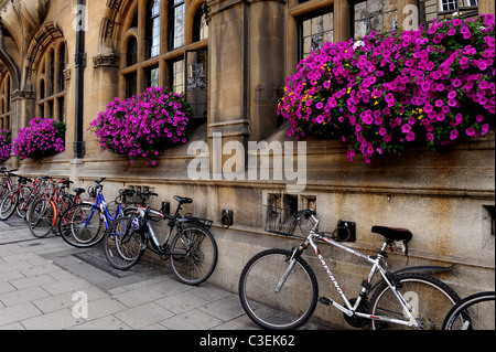 Biciclette a sinistra al di fuori di un edificio, Oxford Foto Stock