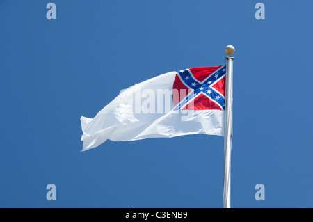 Carolina del Sud, Charleston, Fort Sumter monumento nazionale. "Battaglia bandiera' aka "Southern Cross' Foto Stock