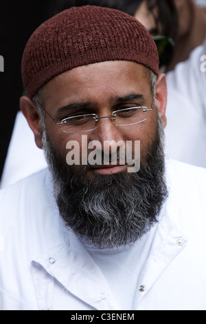 Musulmani contro crociate (MAC), fondata da Anjem Choudary, tenere una veglia di preghiera per Osama Bin Laden al di fuori dell'ambasciata statunitense Foto Stock