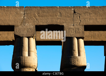 Aegypten ha, Luxor, Luxor-Tempel (Ipet-resit), Säulenkolonade, Papyrusbündelsäulen mit geschlossenem Kapitell Foto Stock