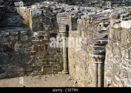 Colonne presso le rovine del XII secolo St Dogmaels AbbeyPembrokeshire Galles Cymru REGNO UNITO GB Foto Stock