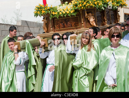 Settimana Santa processione in Turre Almeria Andalusia Spagna Foto Stock