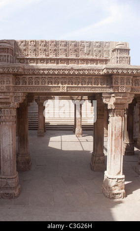 Dettagli architettonici di un edificio, Rani ki Vav, Patan, Ahmedabad, Gujarat, India Foto Stock