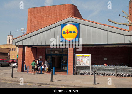 Il negozio Lidl a Woolwich, East London, Regno Unito. Foto Stock