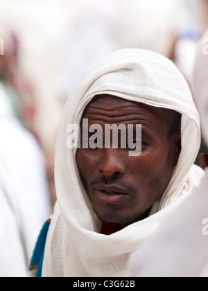 Ritratto di pellegrino in Lalibela durante le festività di Pasqua Foto Stock