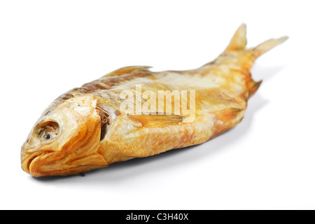 Pesci secchi isolato su uno sfondo bianco Foto Stock