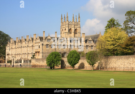 Merton College dalla Chiesa di Cristo Prato Oxford, England, Regno Unito Foto Stock