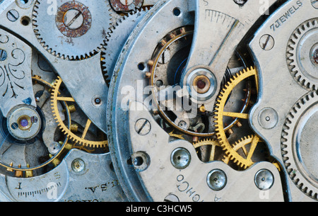 Chiusura del meccanismo di orologio Foto Stock