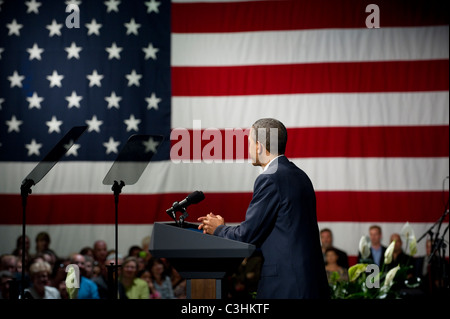 Stati Uniti Il presidente Barack Obama parla dal palco a un fondo politico-raiser in Austin, Texas. Foto Stock