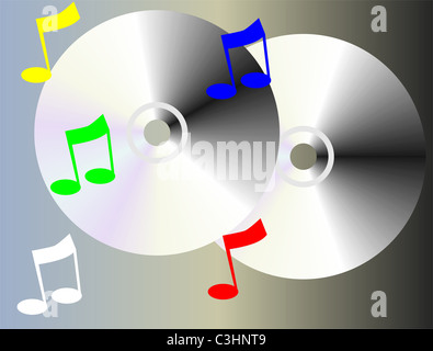 Compact Disc con musica nota Foto Stock