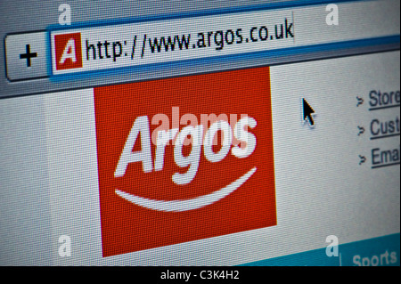 Close up Argos logo come visto sul suo sito web. (Solo uso editoriale: -print, TV, e-book e Redazione sito web). Foto Stock