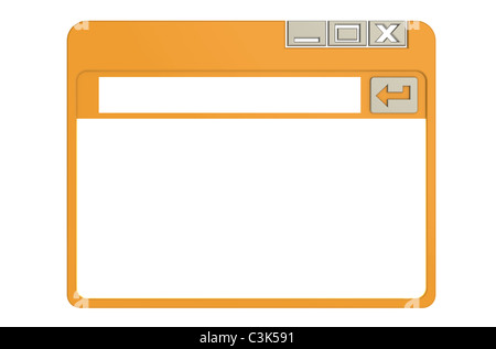 Finestra del browser Internet. Finestra del browser Internet, semplificata. Orange isolato su bianco Foto Stock