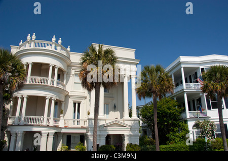 Carolina del Sud, Charleston. Case storiche lungo Bay Street nel 'batteria' area. Foto Stock