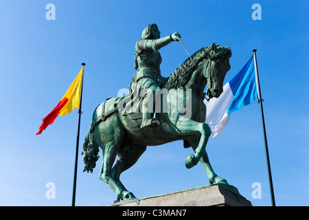 Statua di Giovanna d'arco nel centro della città, Place du Martroi, Orleans, Francia Foto Stock