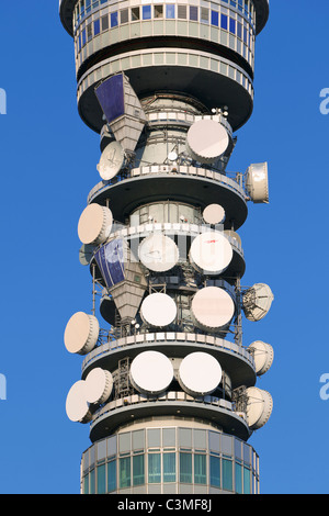 Dettaglio del BT Tower, Londra, Inghilterra Foto Stock