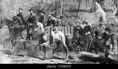 La guerra civile americana presidente confederato Davis e il cabinet fuggire Vicksburg 3 Aprile 1865 come Grant's approccio costringe la città Foto Stock