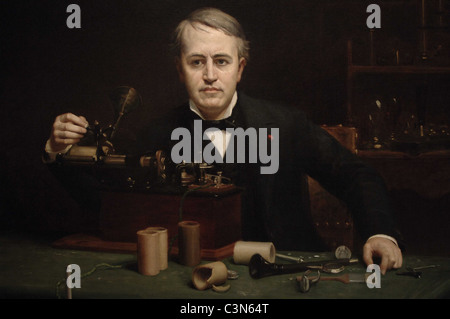 Thomas Alva Edison (1847-1931). Inventore americano. Ritratto (1890) di Abraham Archibald Anderson (1847-1940). Foto Stock