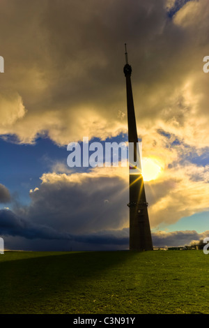 Montante TV vicino Emley e Holmfirth, Yorkshire Foto Stock