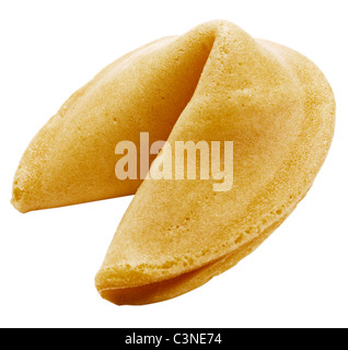 Uno Fortune cookie isolato su bianco Foto Stock