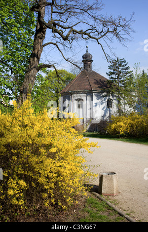 Saski Park - un parco pubblico nel centro della città in primavera e in parte di San Antonio di Padova Chiesa di Varsavia, Polonia Foto Stock