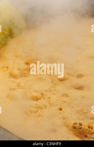 Africa Medio Oriente Egitto melassa rendendo utilizzando schiacciato canna da zucchero - boiling pot di materie di melassa Foto Stock