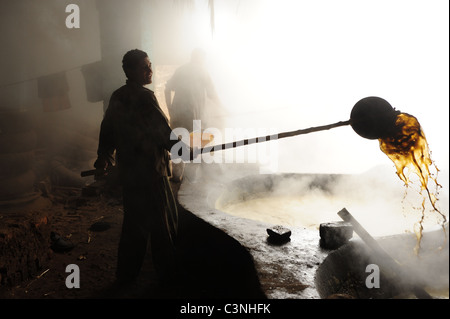 Africa Medio Oriente Egitto melassa rendendo utilizzando schiacciato canna da zucchero Foto Stock