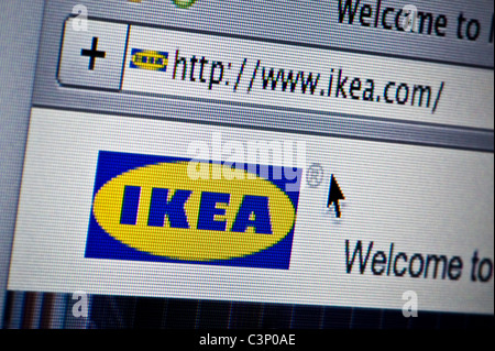 Chiusura del logo Ikea come visto sul suo sito web. (Solo uso editoriale: -print, TV, e-book e Redazione sito web). Foto Stock