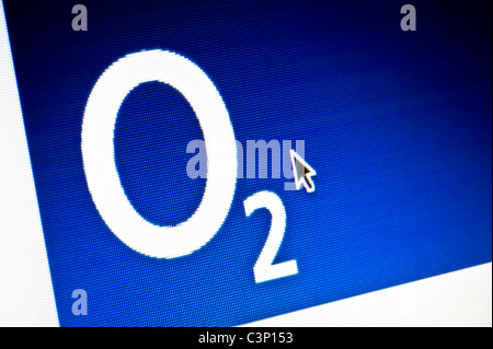 Close up O2 logo come visto sul suo sito web. (Solo uso editoriale: -print, TV, e-book e Redazione sito web). Foto Stock