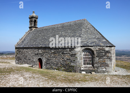 La Cappella di Saint-Michel sulla montagna di Saint Michel Brasparts di Monts d'Arrée Finisterre Bretagna Francia Foto Stock