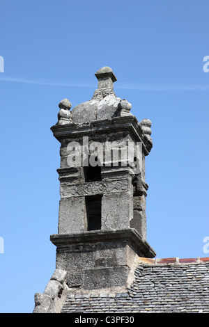 Torre Campanaria sulla Cappella di Saint-Michel sulla montagna di Saint Michel Brasparts di Monts d'Arrée Finisterre Bretagna Francia Foto Stock