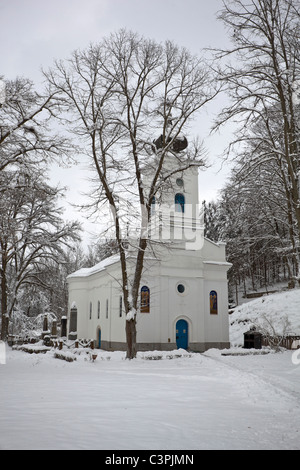 La chiesa nel villaggio di Brankovina, Serbia, inverno Foto Stock