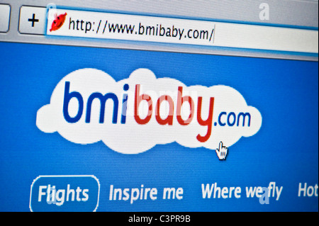 Close up Bmibaby logo come visto sul suo sito web. (Solo uso editoriale: -print, TV, e-book e Redazione sito web). Foto Stock