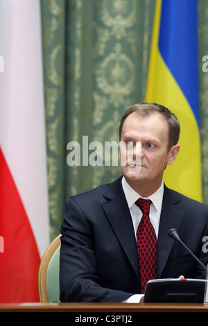 Primo ministro della Polonia Donald Tusk a Kiev, Ucraina Foto Stock