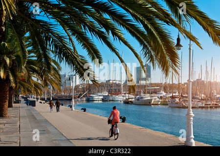Barcellona, Rambla de Mar, Port Vell Foto Stock