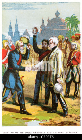 Riunione di Sir Colin Campbell e General Havelock durante l ammutinamento indiano del 1857 Foto Stock