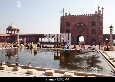 Jama Masjid, la moschea di Delhi, New Delhi, India Foto Stock