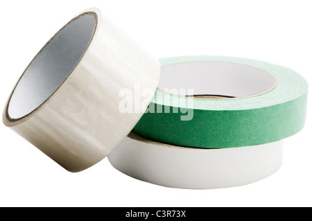 Nastri adesivi pila isolato su bianco Foto Stock