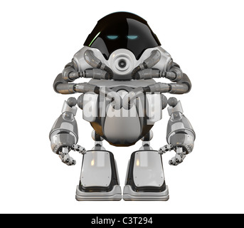 Strani cyborg lucido con tubi. Una creatura robotica Foto Stock
