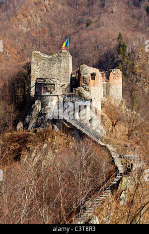 Il castello di Poienari rovine, in Romania - la fortezza di Vlad Tepes (Dracula) Foto Stock
