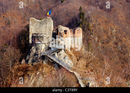 Il castello di Poienari rovine, in Romania - la fortezza di Vlad Tepes (Dracula) Foto Stock