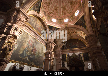 Elk187-3123 Messico, San Luis Potosi, Iglesia de la chiesa di San Francisco, Sala De Profundis il soffitto dipinto Foto Stock