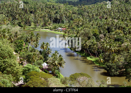 Vista del lago Mulkirigala da MulkirigalaTemple vicino Tangalla Sud Sri Lanka Foto Stock