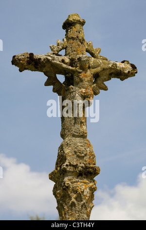 Francia Borgogna Fontenay Abbey, croce stradale Foto Stock