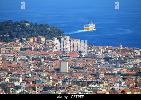 Vista aerea sopra la città di Nizza Foto Stock