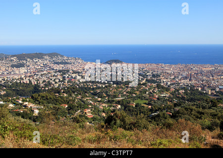 Vista aerea sopra la città di Nizza Foto Stock