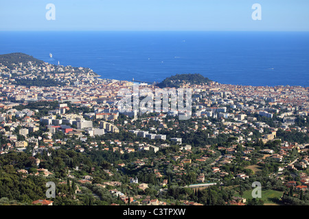 Vista aerea sopra la città di Nizza Foto Stock