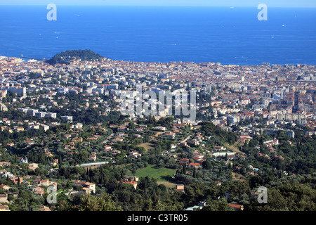 Vista aerea sopra la città di Nizza Foto Stock